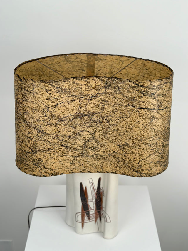Marianna Von Allesch Mid 20th Century Modern Ceramic Incised Lamp