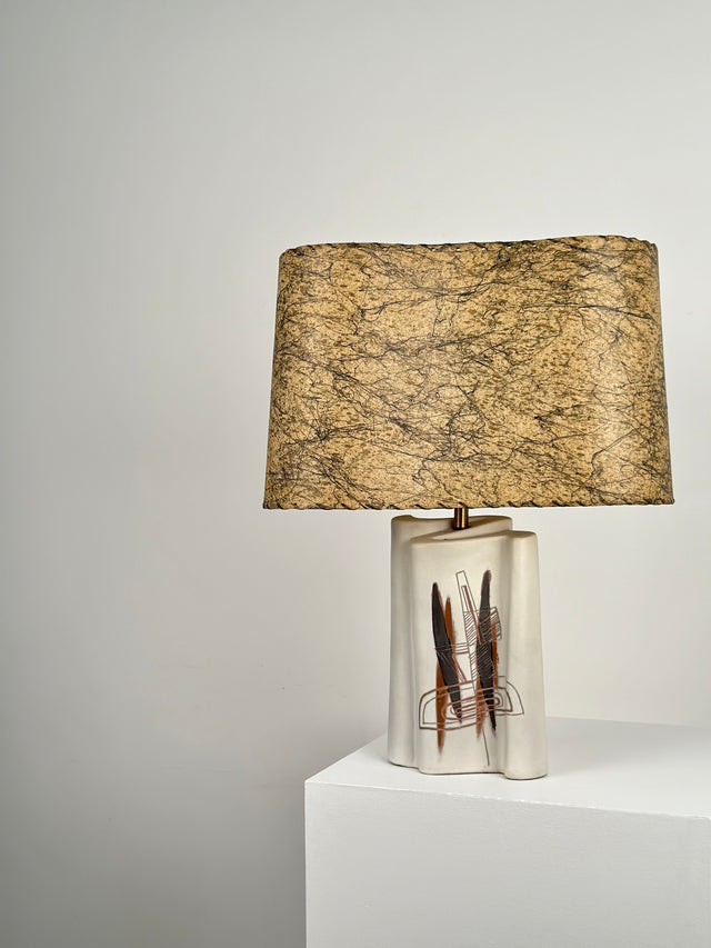 Marianna Von Allesch Mid 20th Century Modern Ceramic Incised Lamp