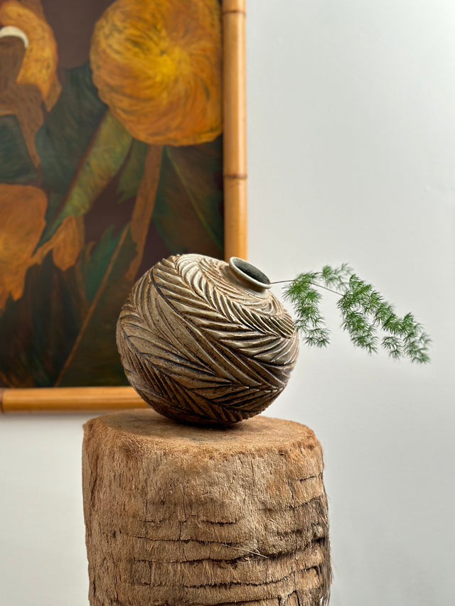 1940s Painting of a Parrot in Vintage Hawaiian Style Original Bamboo Frame