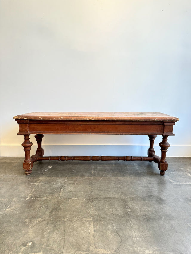 Early 19th Century English Red Painted Pine Rectangle Coffee Table.