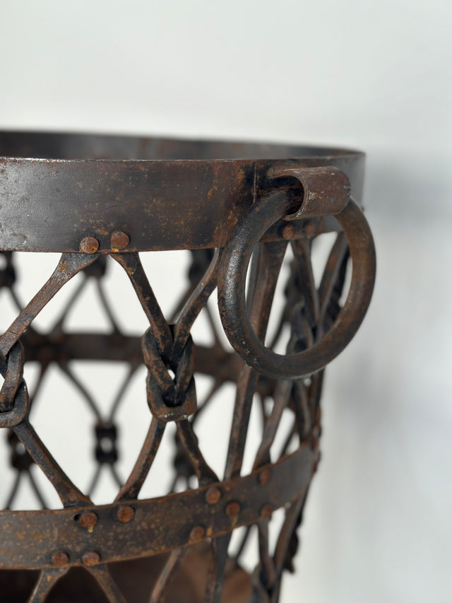 Hand Forged Vintage Iron Log Basket or Planter