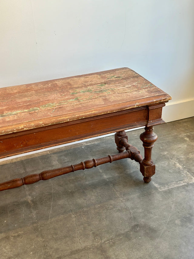 Early 19th Century English Red Painted Pine Rectangle Coffee Table.