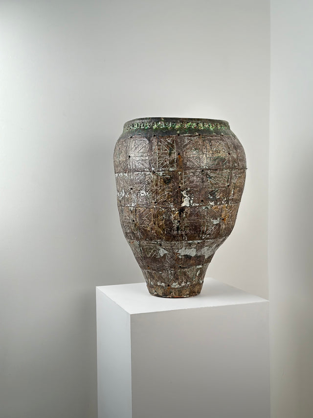 Extra Large Ceramic Pottery Vessel Incised and Punctured by Anthony Manglicmot