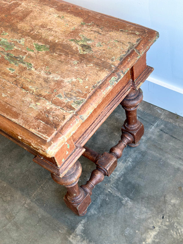 Early 19th Century English Red Painted Pine Rectangle Coffee Table.