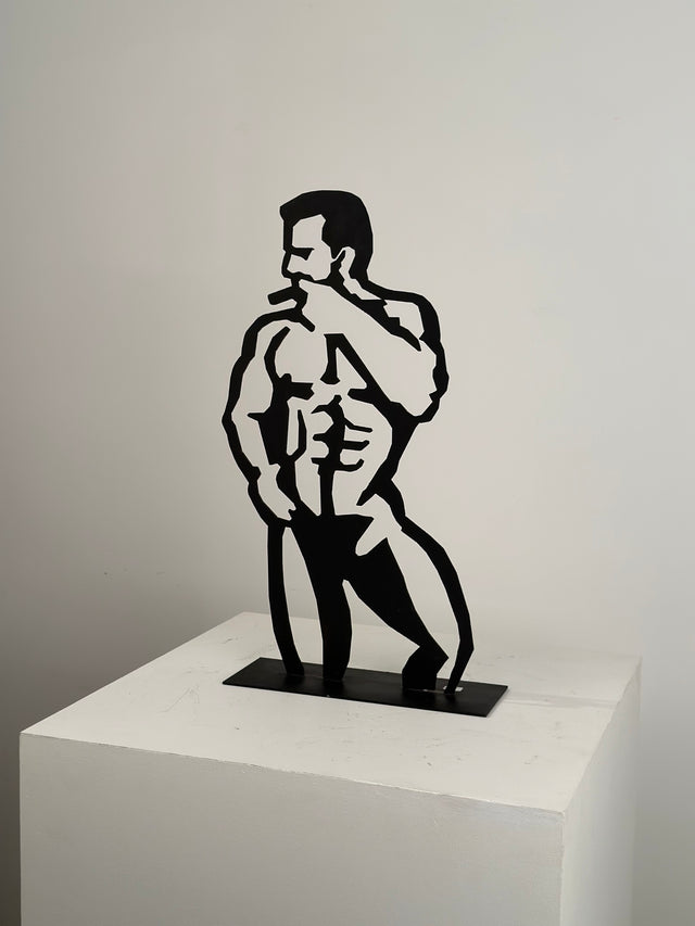 Post Modern Iron Cut Out Sculpture of Nude Man