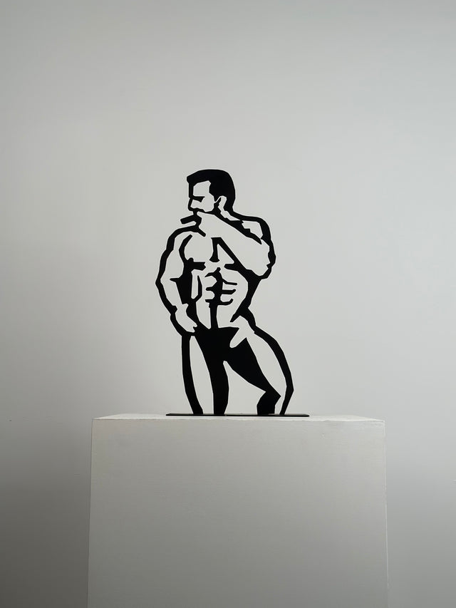 Post Modern Iron Cut Out Sculpture of Nude Man