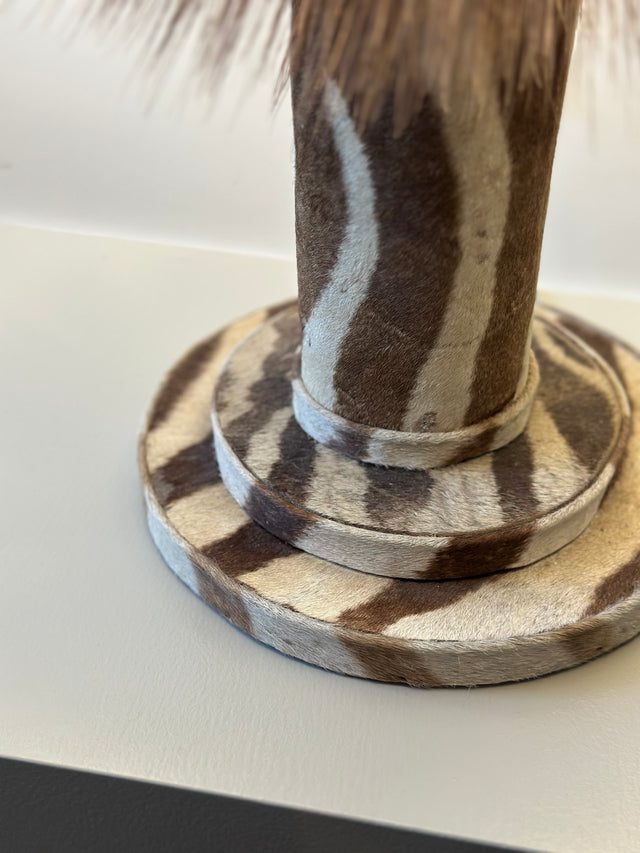 1930s Art Deco Zebra Lamp with Mane Flared Detail and Custom Drum Lampshade