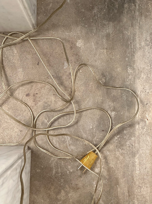 1980s Cylindrical Travertine Lamps with Chrome Hardware (Sold as Pair)