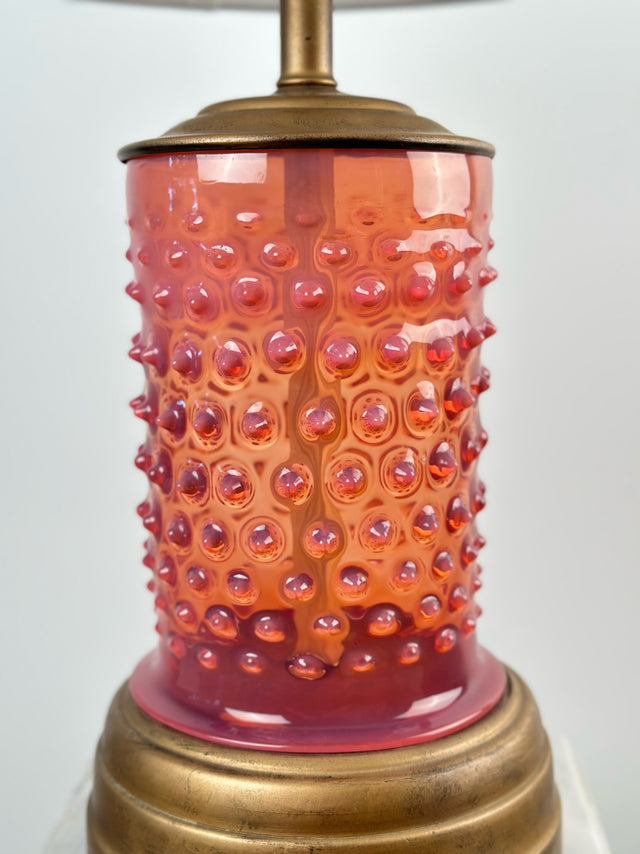 1940s Hand Blown Murano Glass Cylindrical Lamp with Steel Base