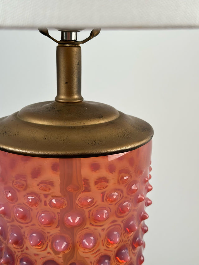 1940s Hand Blown Murano Glass Cylindrical Lamp with Steel Base