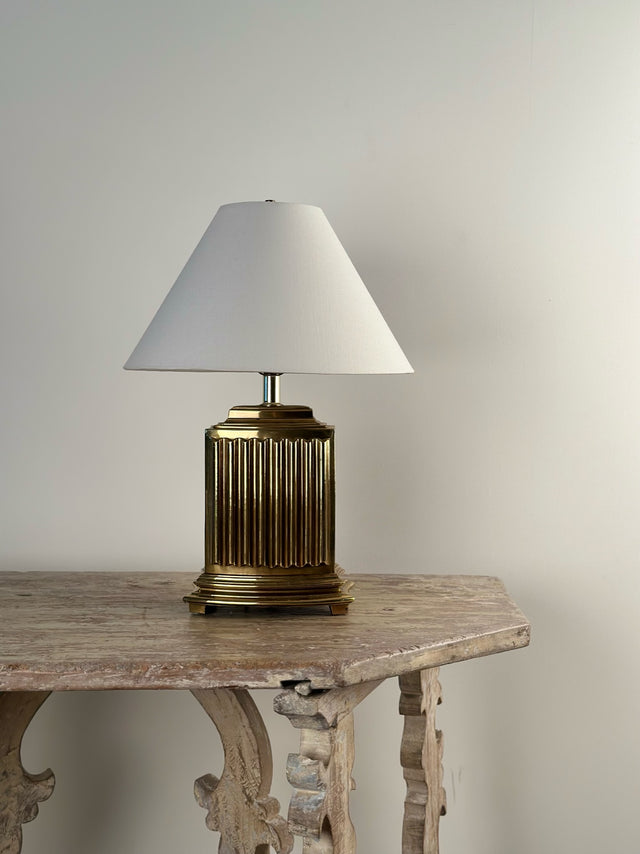 1970s Scalloped Brass Table Lamp