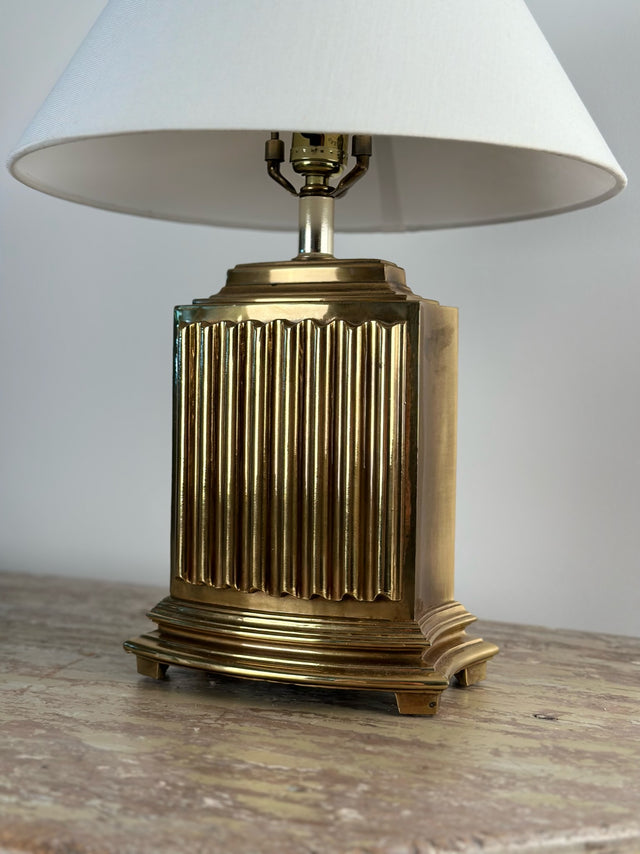 1970s Scalloped Brass Table Lamp