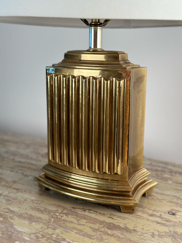 1970s Scalloped Brass Table Lamp