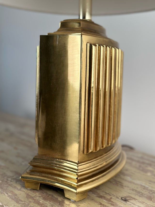 1970s Scalloped Brass Table Lamp